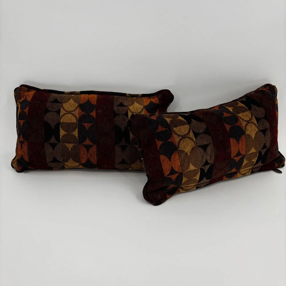 Blazing Needles Throw Pillows Set of 2 17x10 Multicolor MCM Geometric Lumbar